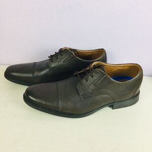 CLARKS Collection 15770 Brown Leather Mens Toe Tilden Cap Dress Shoes Size 12 M